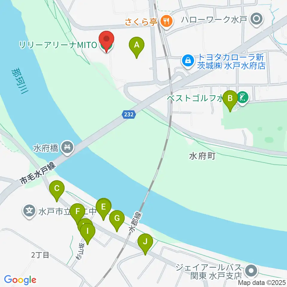 リリーアリーナMITO周辺の駐車場・コインパーキング一覧地図