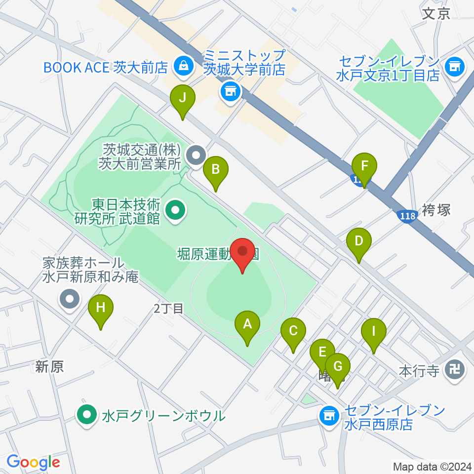 堀原運動公園野球場周辺の駐車場・コインパーキング一覧地図