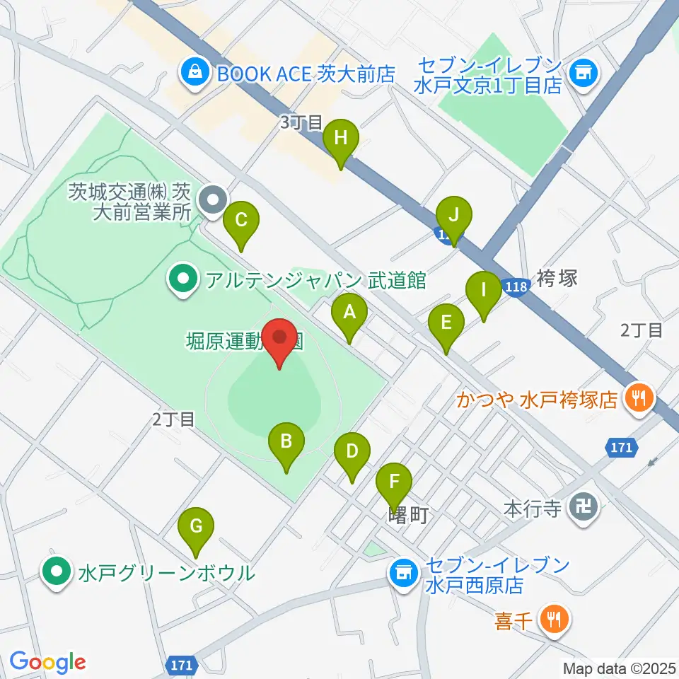 堀原運動公園野球場周辺の駐車場・コインパーキング一覧地図