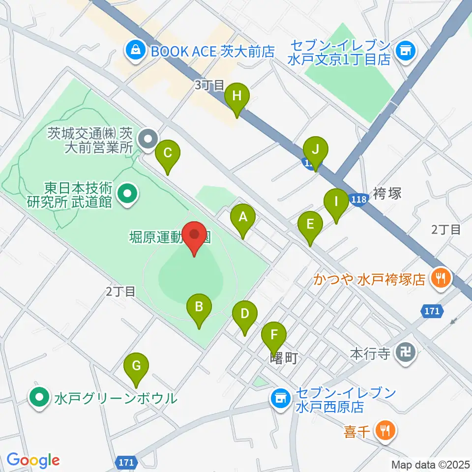 堀原運動公園野球場周辺の駐車場・コインパーキング一覧地図