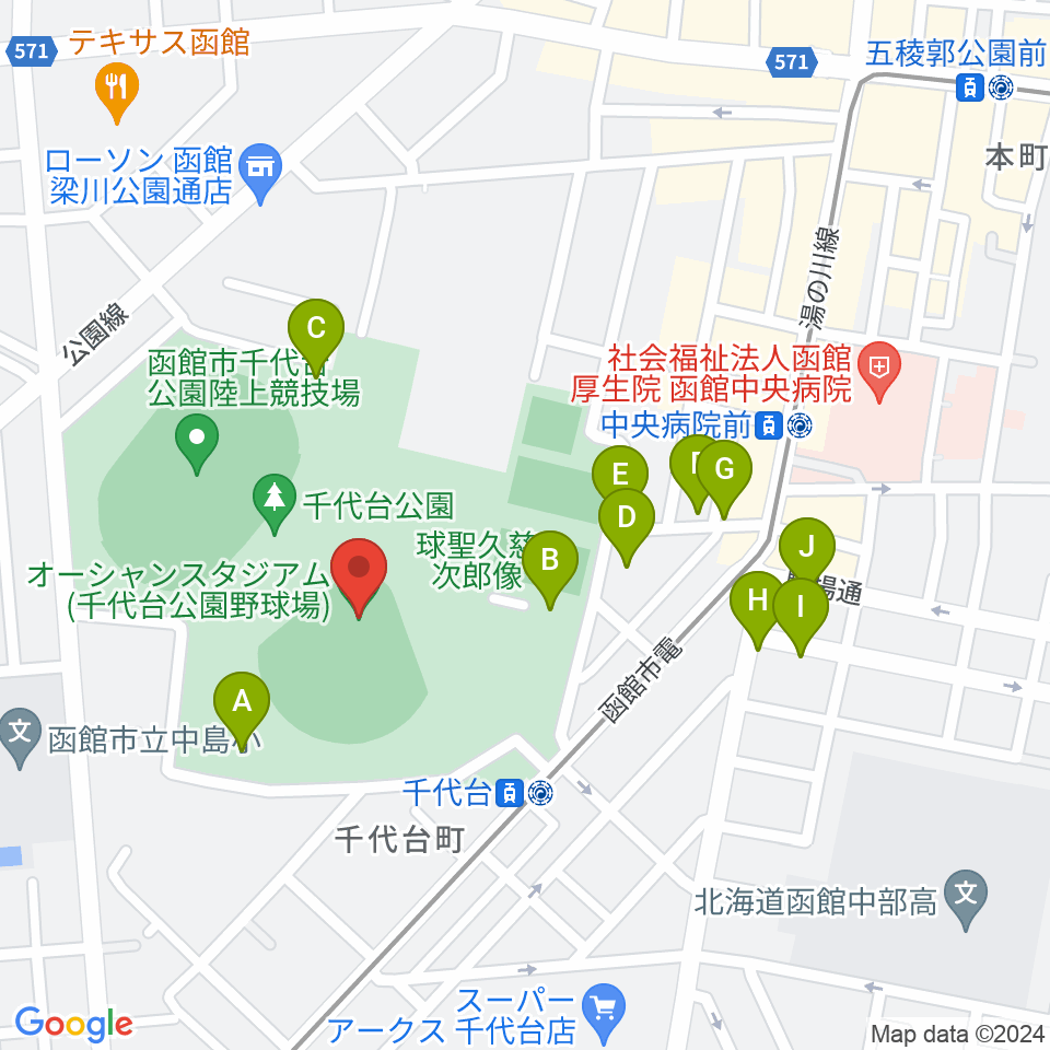 千代台公園野球場 オーシャンスタジアム周辺の駐車場・コインパーキング一覧地図