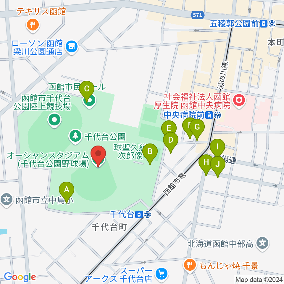 千代台公園野球場 オーシャンスタジアム周辺の駐車場・コインパーキング一覧地図