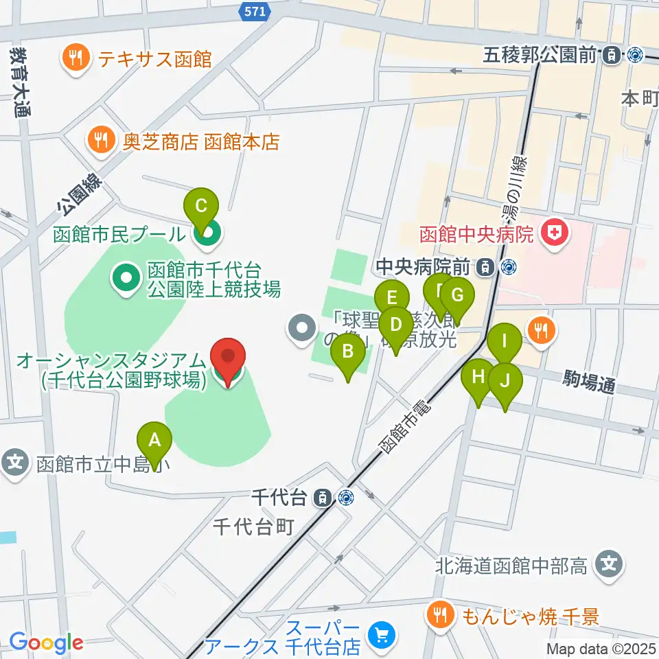 千代台公園野球場 オーシャンスタジアム周辺の駐車場・コインパーキング一覧地図