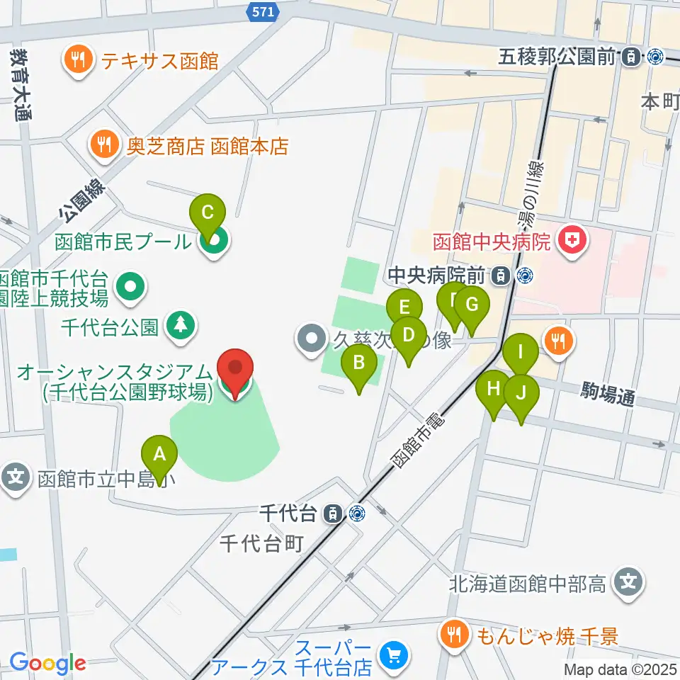 千代台公園野球場 オーシャンスタジアム周辺の駐車場・コインパーキング一覧地図