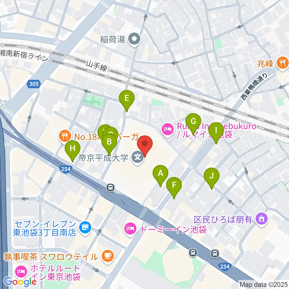 帝京平成大学冲永記念ホール周辺の駐車場・コインパーキング一覧地図