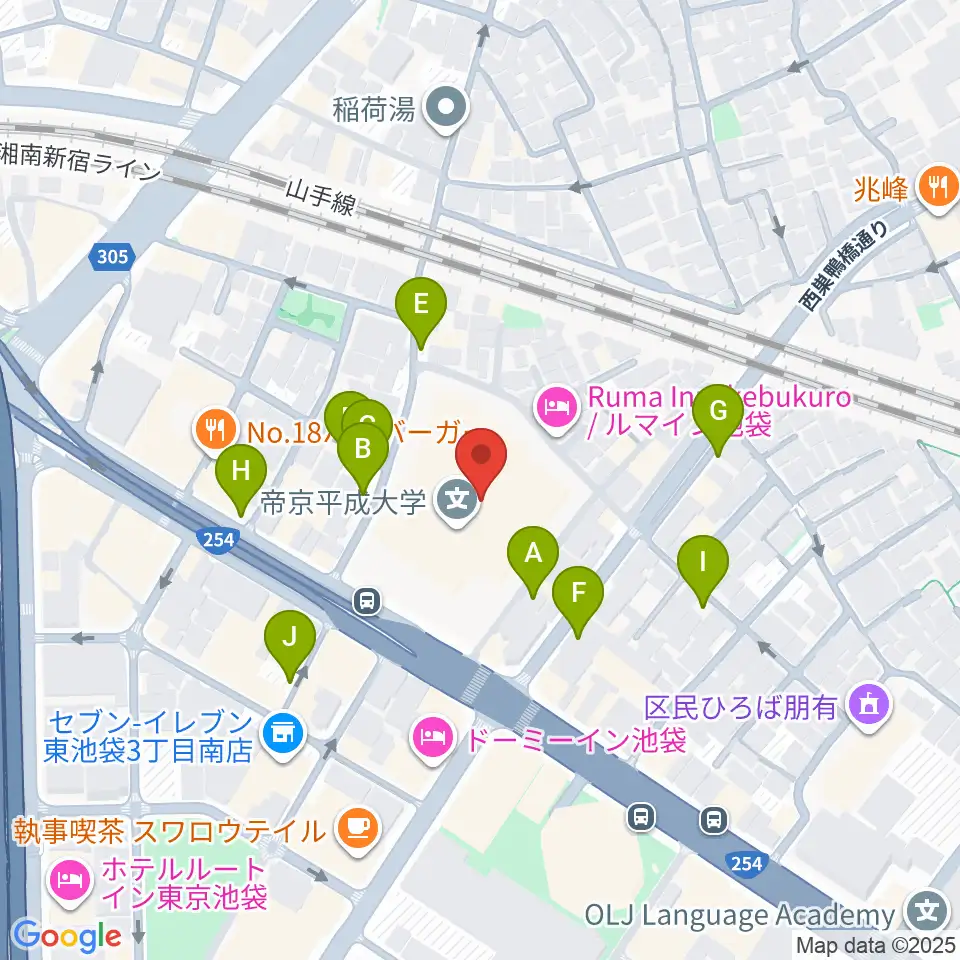 帝京平成大学冲永記念ホール周辺の駐車場・コインパーキング一覧地図