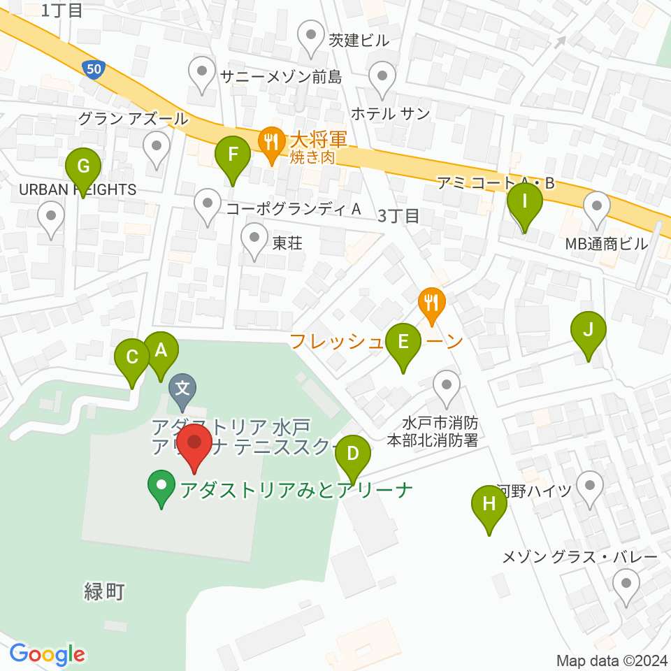 アダストリアみとアリーナ周辺の駐車場・コインパーキング一覧地図