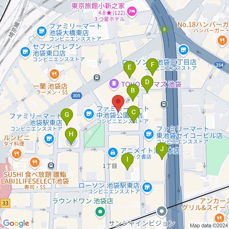 池袋harevutai周辺の駐車場・コインパーキング一覧地図