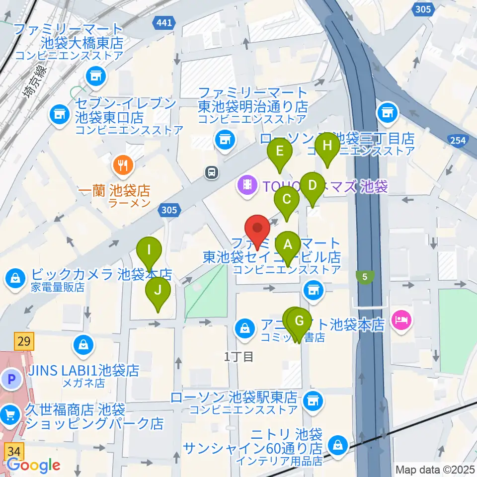池袋harevutai周辺の駐車場・コインパーキング一覧地図