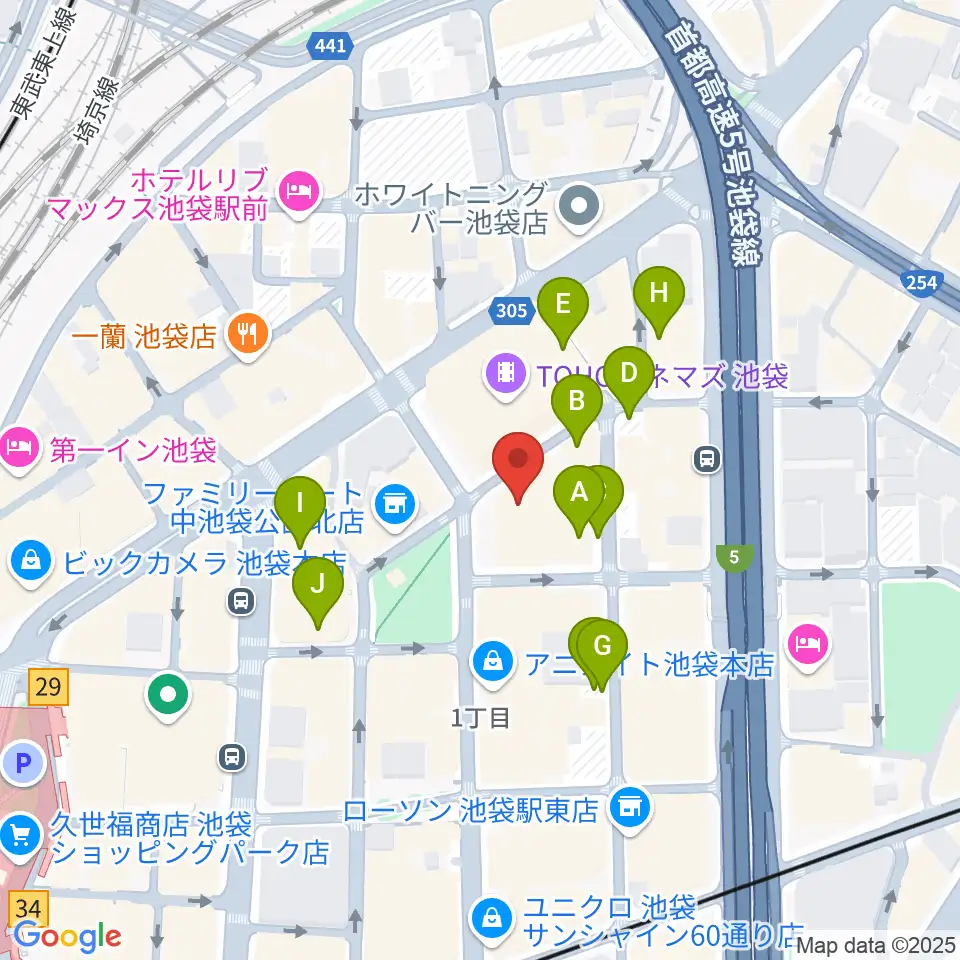 池袋harevutai周辺の駐車場・コインパーキング一覧地図