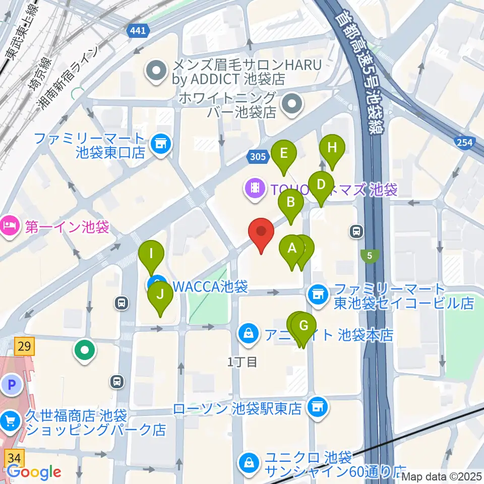 池袋harevutai周辺の駐車場・コインパーキング一覧地図