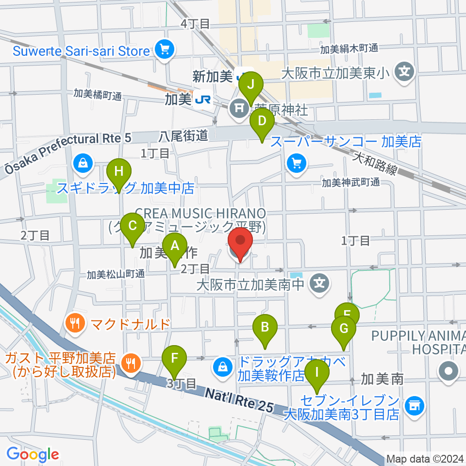 クレアミュージック平野周辺の駐車場・コインパーキング一覧地図