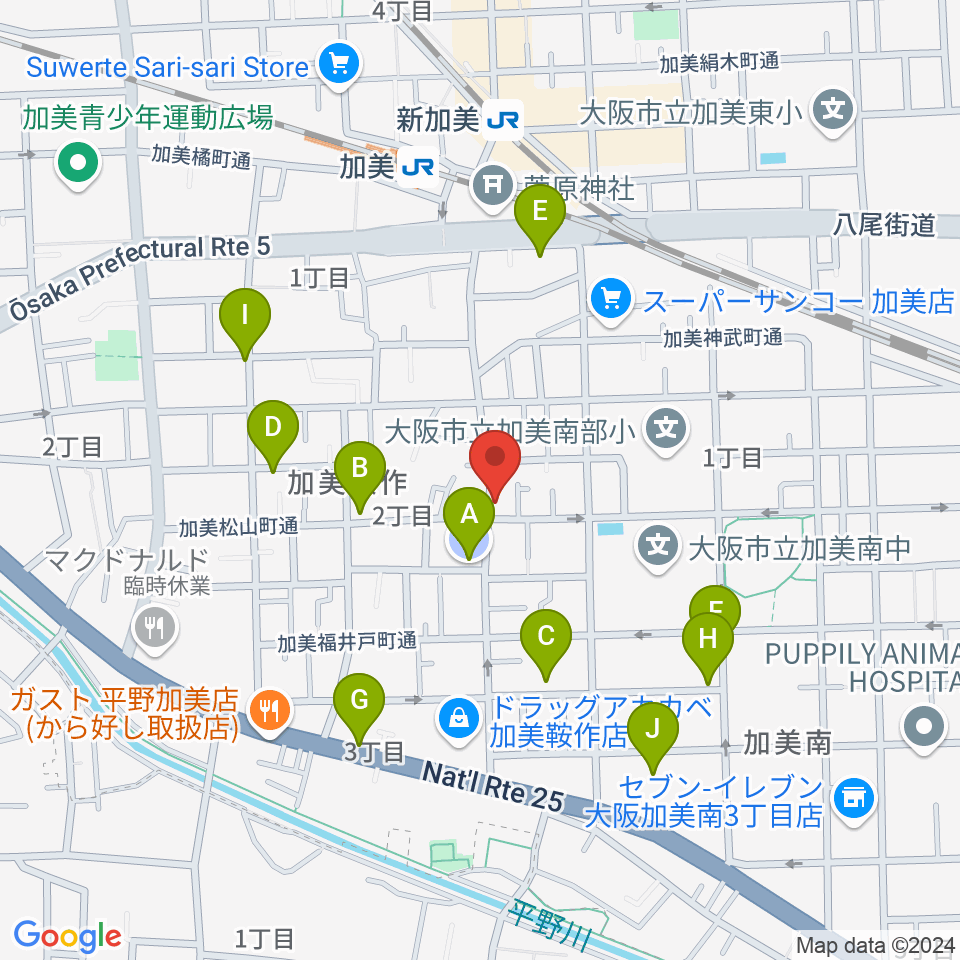 クレアミュージック平野周辺の駐車場・コインパーキング一覧地図