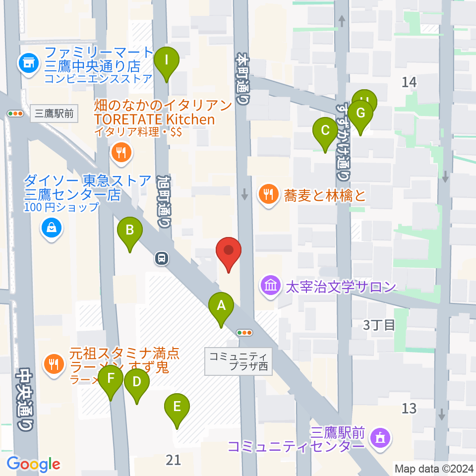 三鷹RI劇場周辺の駐車場・コインパーキング一覧地図