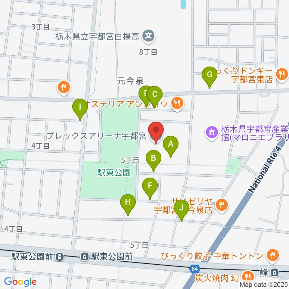 ブレックスアリーナ宇都宮周辺の駐車場・コインパーキング一覧地図
