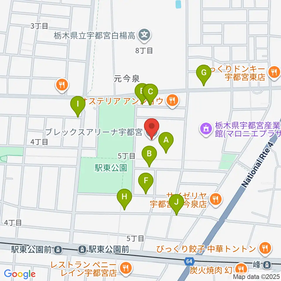 ブレックスアリーナ宇都宮周辺の駐車場・コインパーキング一覧地図
