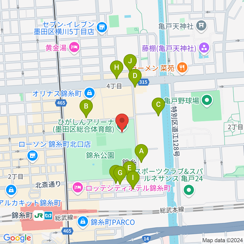 ひがしんアリーナ周辺の駐車場・コインパーキング一覧地図