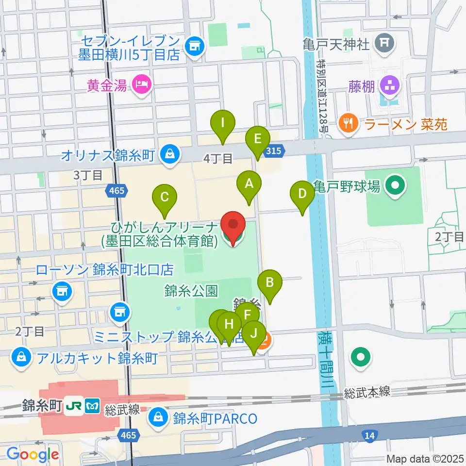 ひがしんアリーナ周辺の駐車場・コインパーキング一覧地図