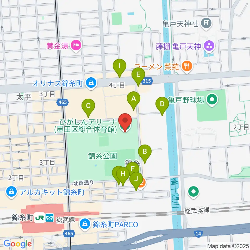ひがしんアリーナ周辺の駐車場・コインパーキング一覧地図