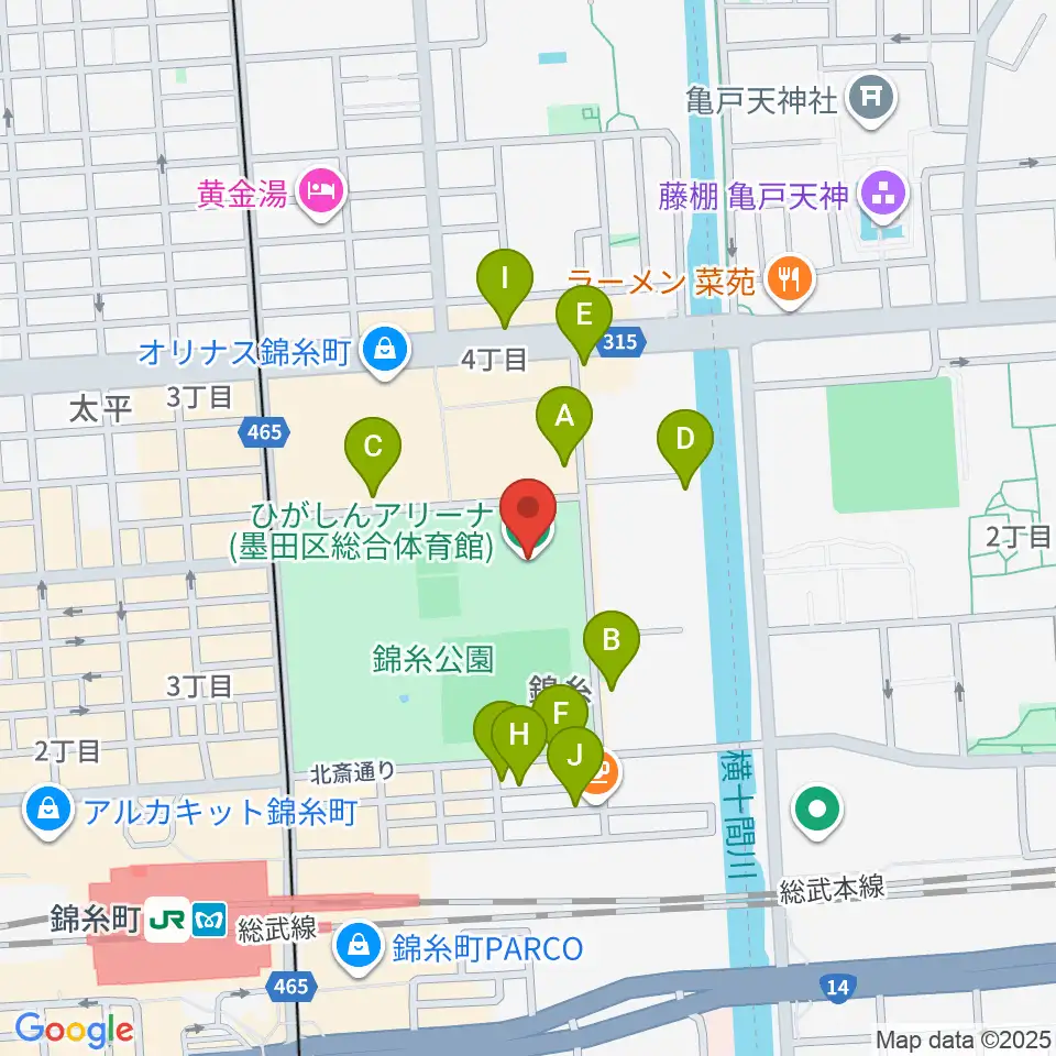 ひがしんアリーナ周辺の駐車場・コインパーキング一覧地図
