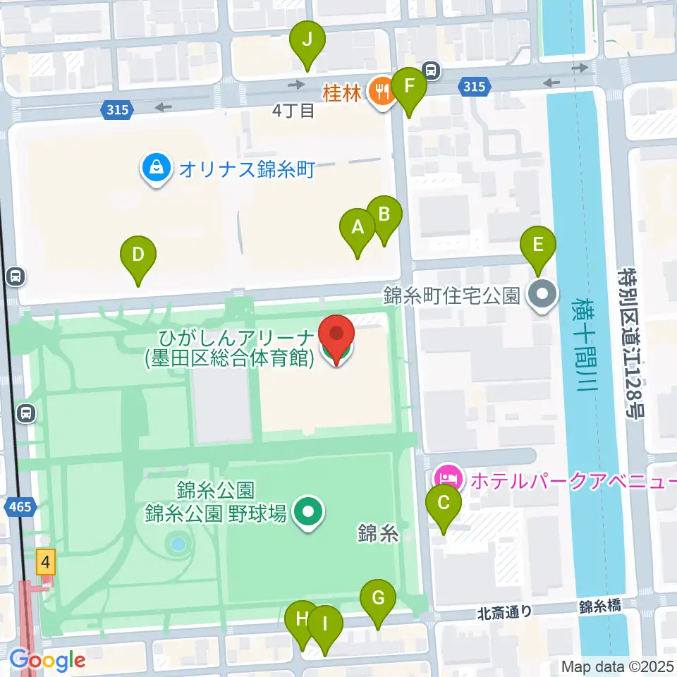 ひがしんアリーナ周辺の駐車場・コインパーキング一覧地図