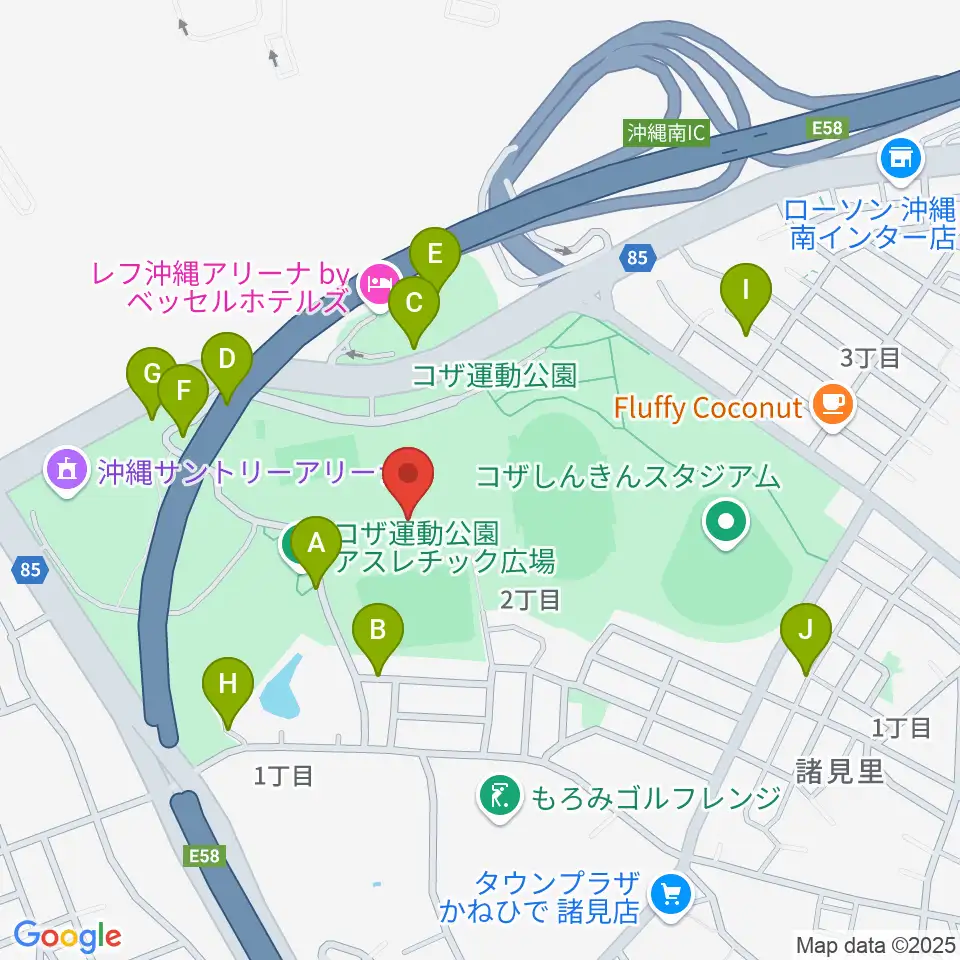 沖縄市体育館周辺の駐車場・コインパーキング一覧地図