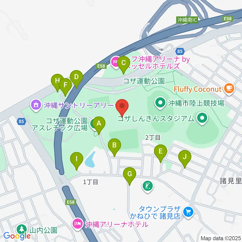 沖縄市体育館周辺の駐車場・コインパーキング一覧地図