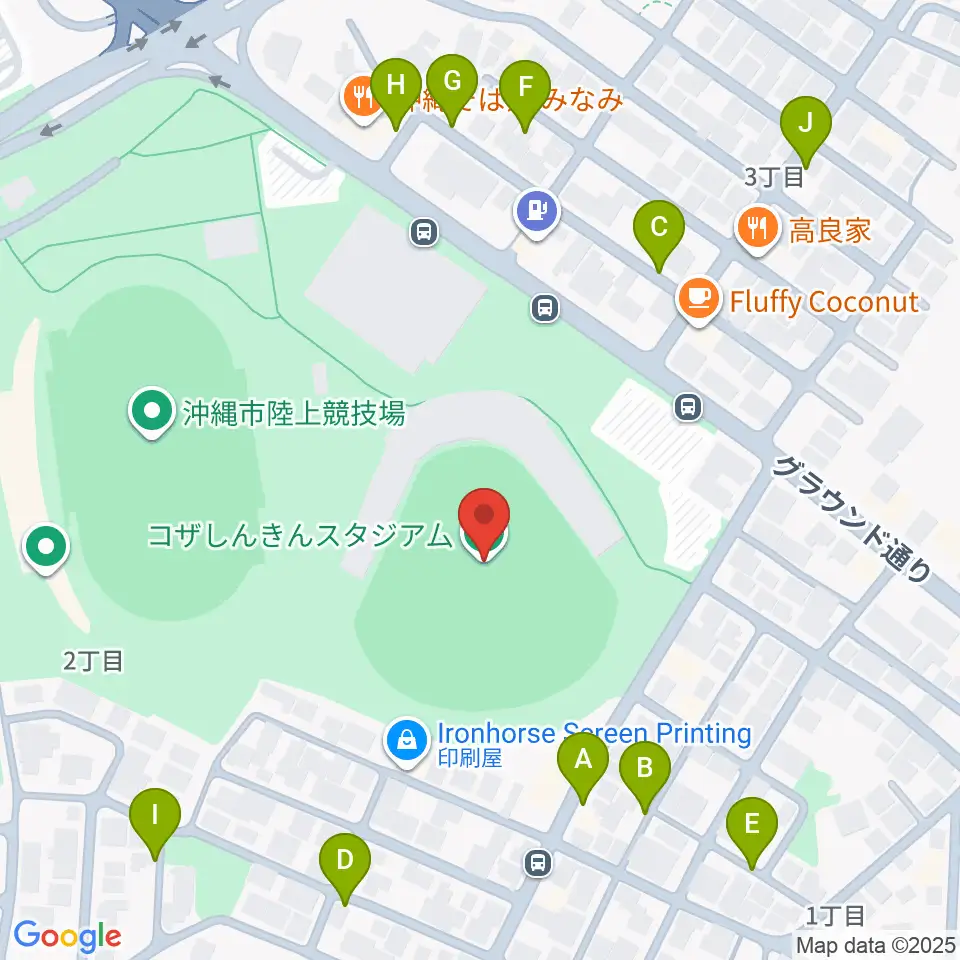 コザしんきんスタジアム周辺の駐車場・コインパーキング一覧地図