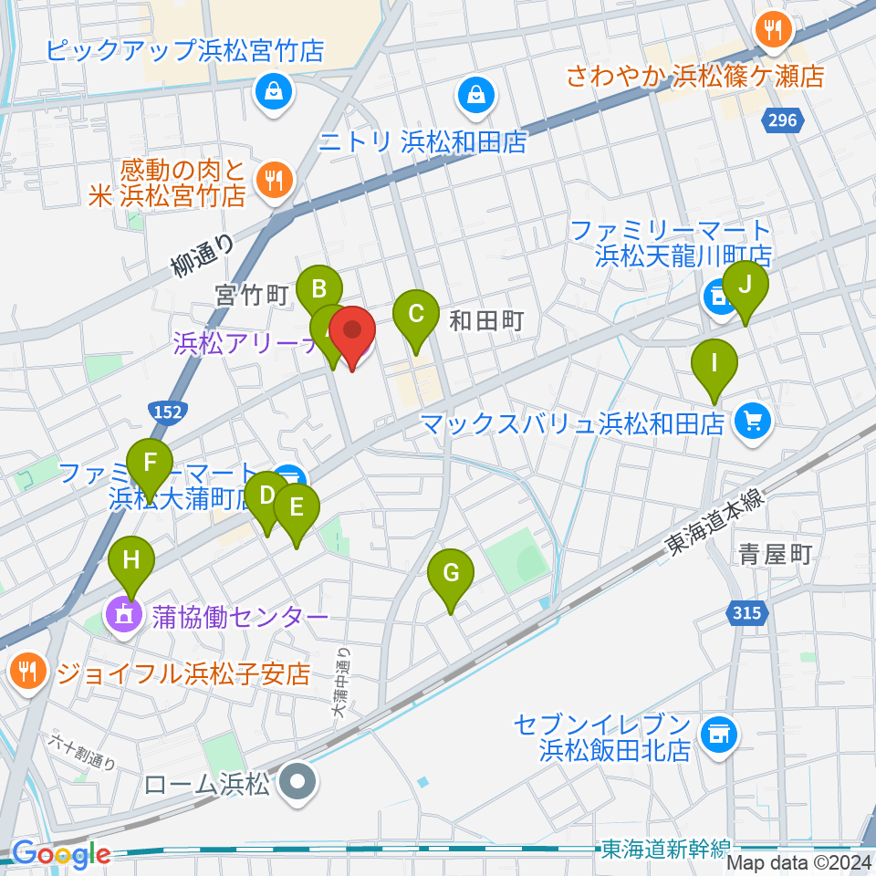 浜松アリーナ周辺の駐車場・コインパーキング一覧地図