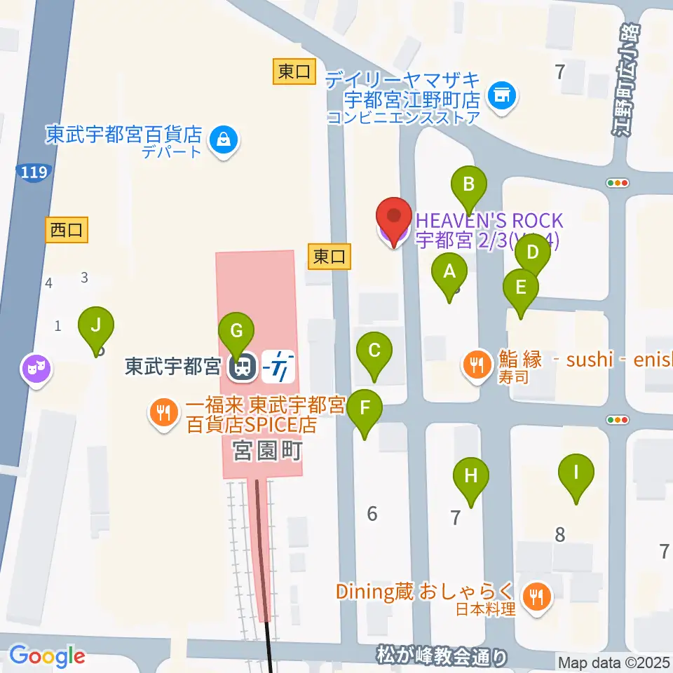 ヘブンズロック宇都宮2/3周辺の駐車場・コインパーキング一覧地図