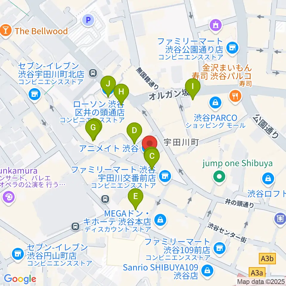 渋谷ヨシモト∞ドーム周辺の駐車場・コインパーキング一覧地図