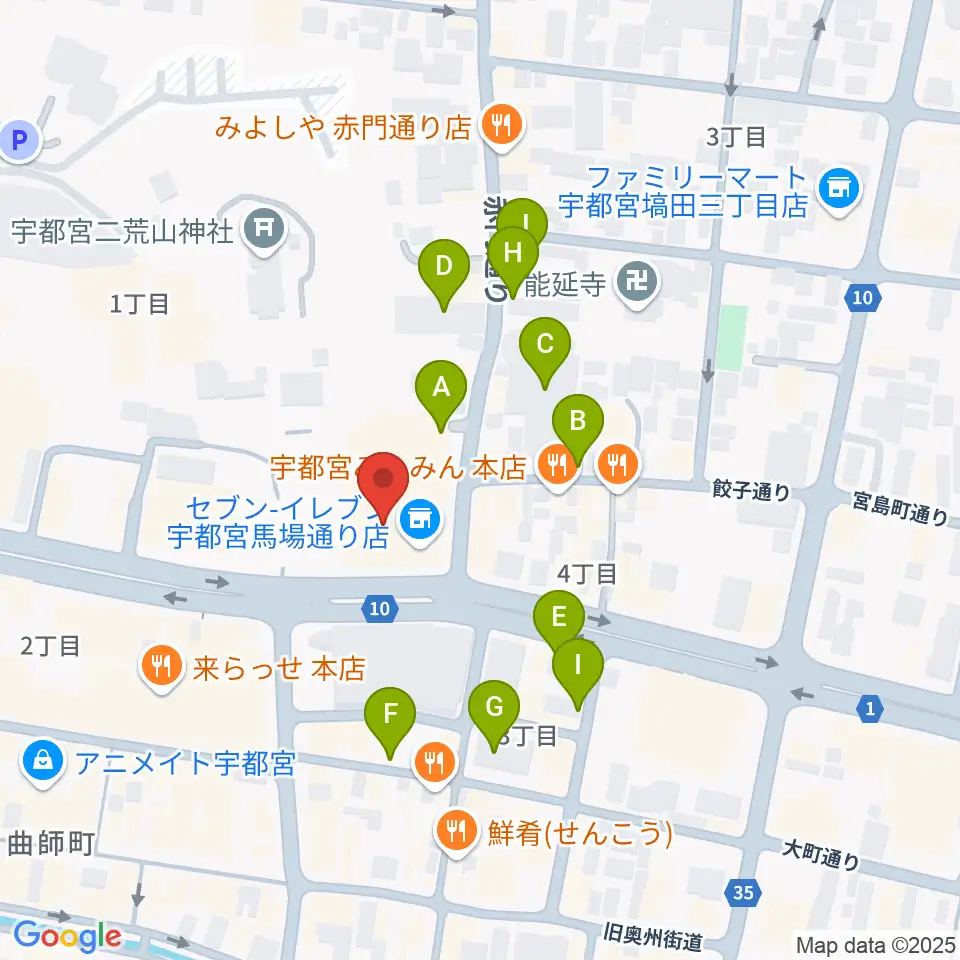 宇都宮市民プラザ周辺の駐車場・コインパーキング一覧地図