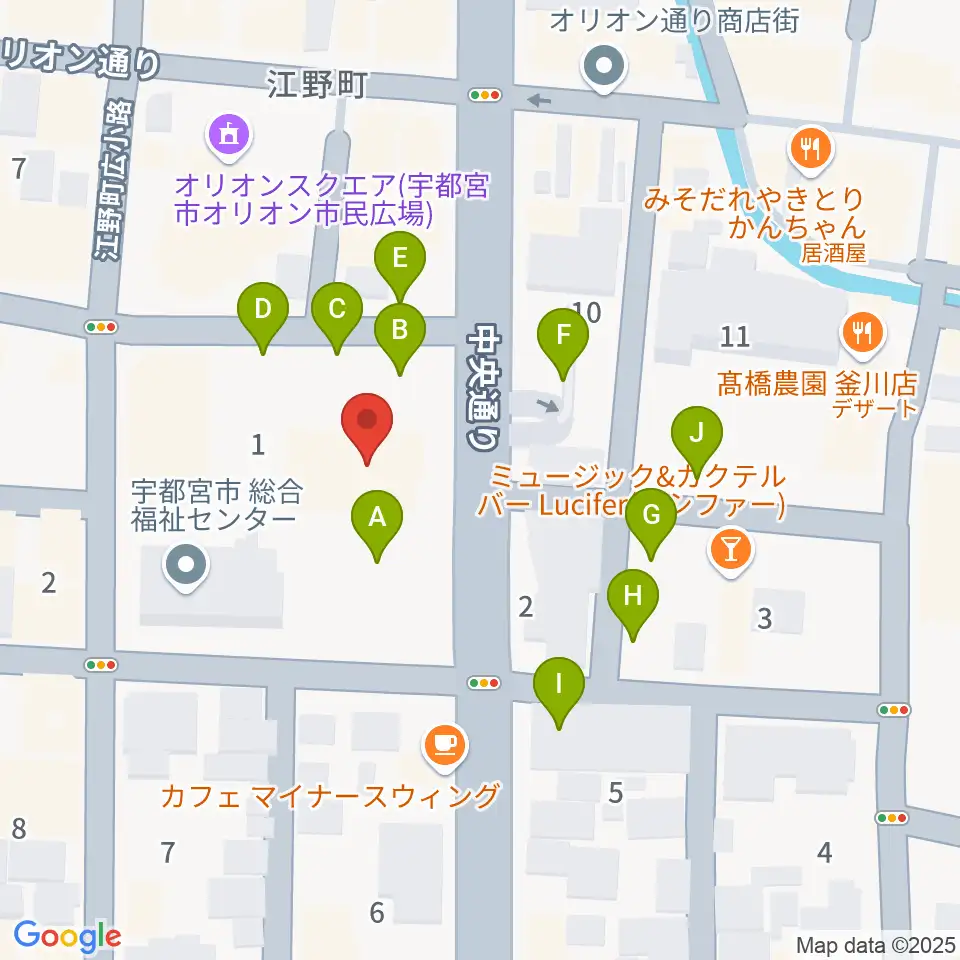 宇都宮市中央生涯学習センター周辺の駐車場・コインパーキング一覧地図