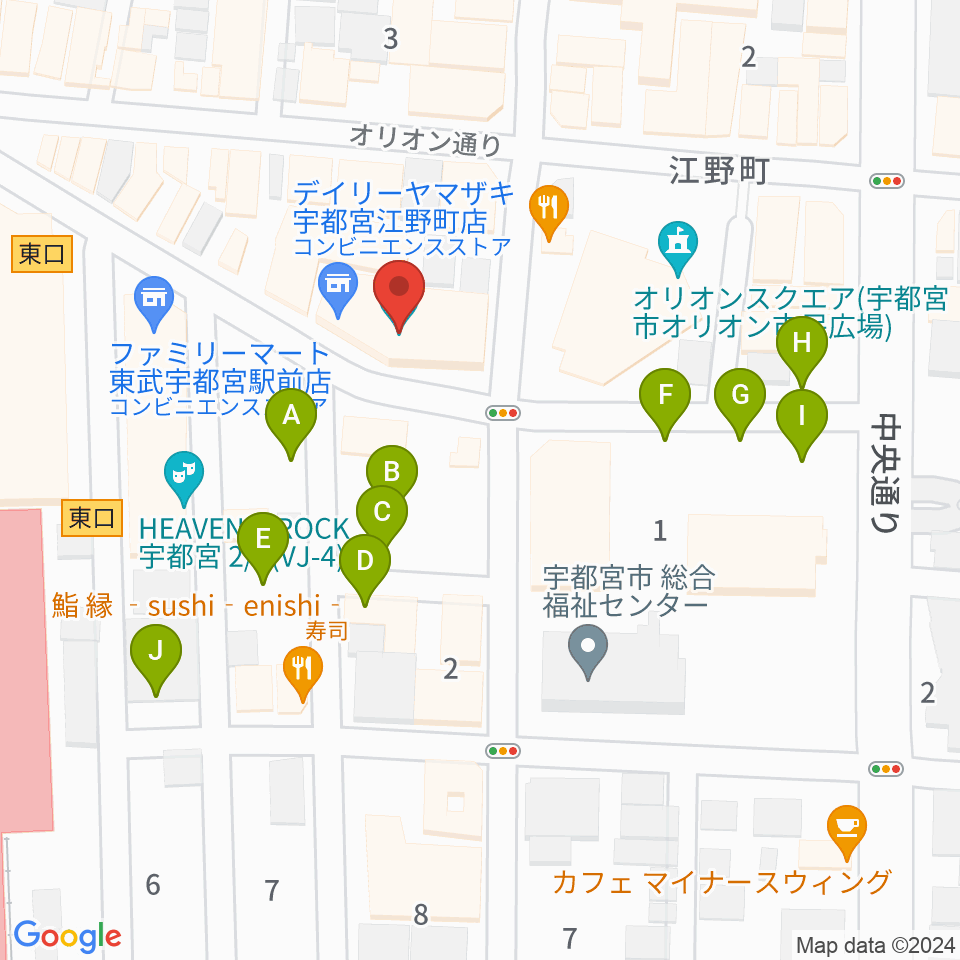 宇都宮ヒカリ座周辺の駐車場・コインパーキング一覧地図