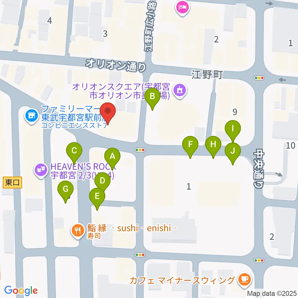 宇都宮ヒカリ座周辺の駐車場・コインパーキング一覧地図