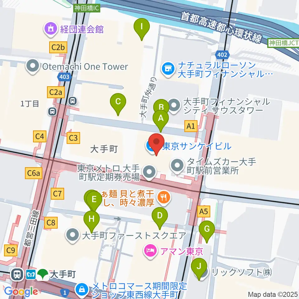 ヤマノミュージックサロン大手町周辺の駐車場・コインパーキング一覧地図