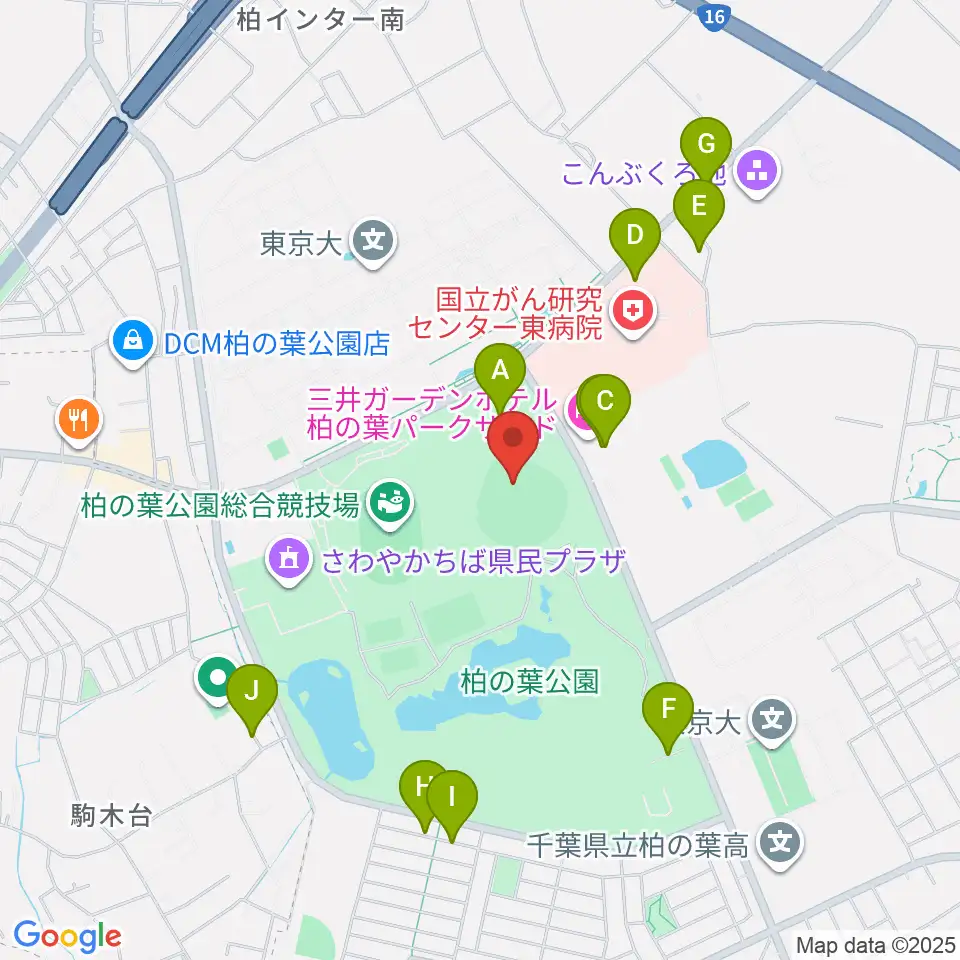 県立柏の葉公園野球場周辺の駐車場・コインパーキング一覧地図