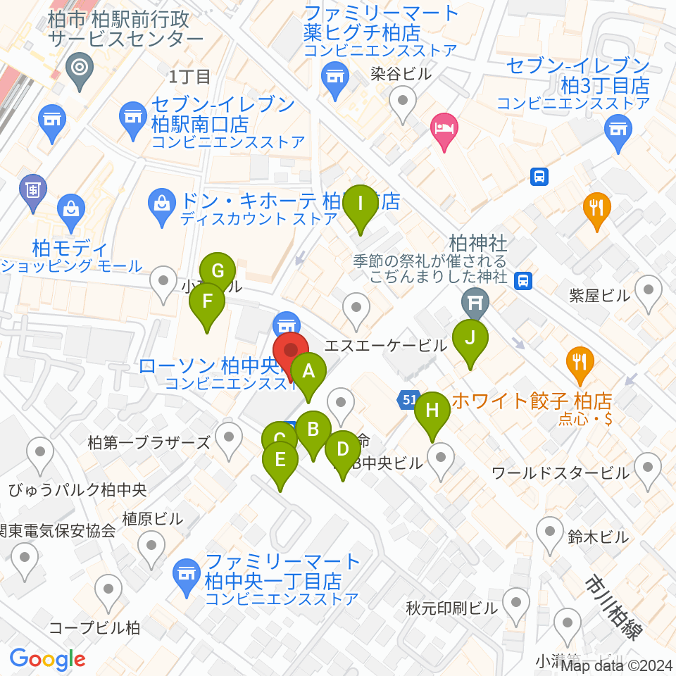 ディスクユニオン柏店周辺の駐車場・コインパーキング一覧地図
