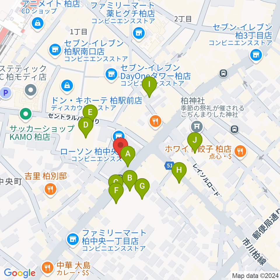 ディスクユニオン柏店周辺の駐車場・コインパーキング一覧地図