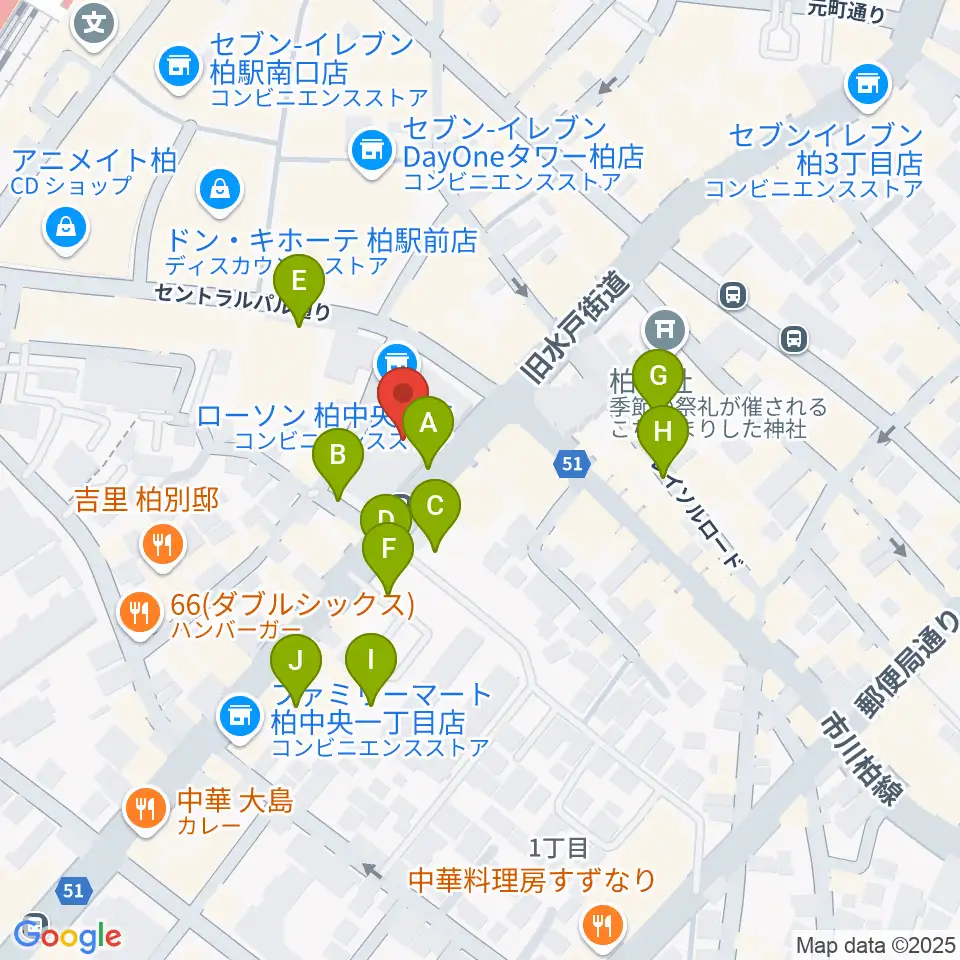 ディスクユニオン柏店周辺の駐車場・コインパーキング一覧地図