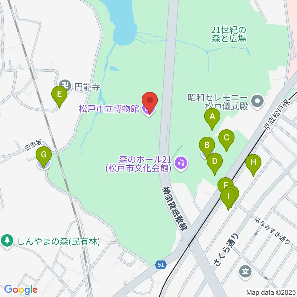 松戸市立博物館周辺の駐車場・コインパーキング一覧地図