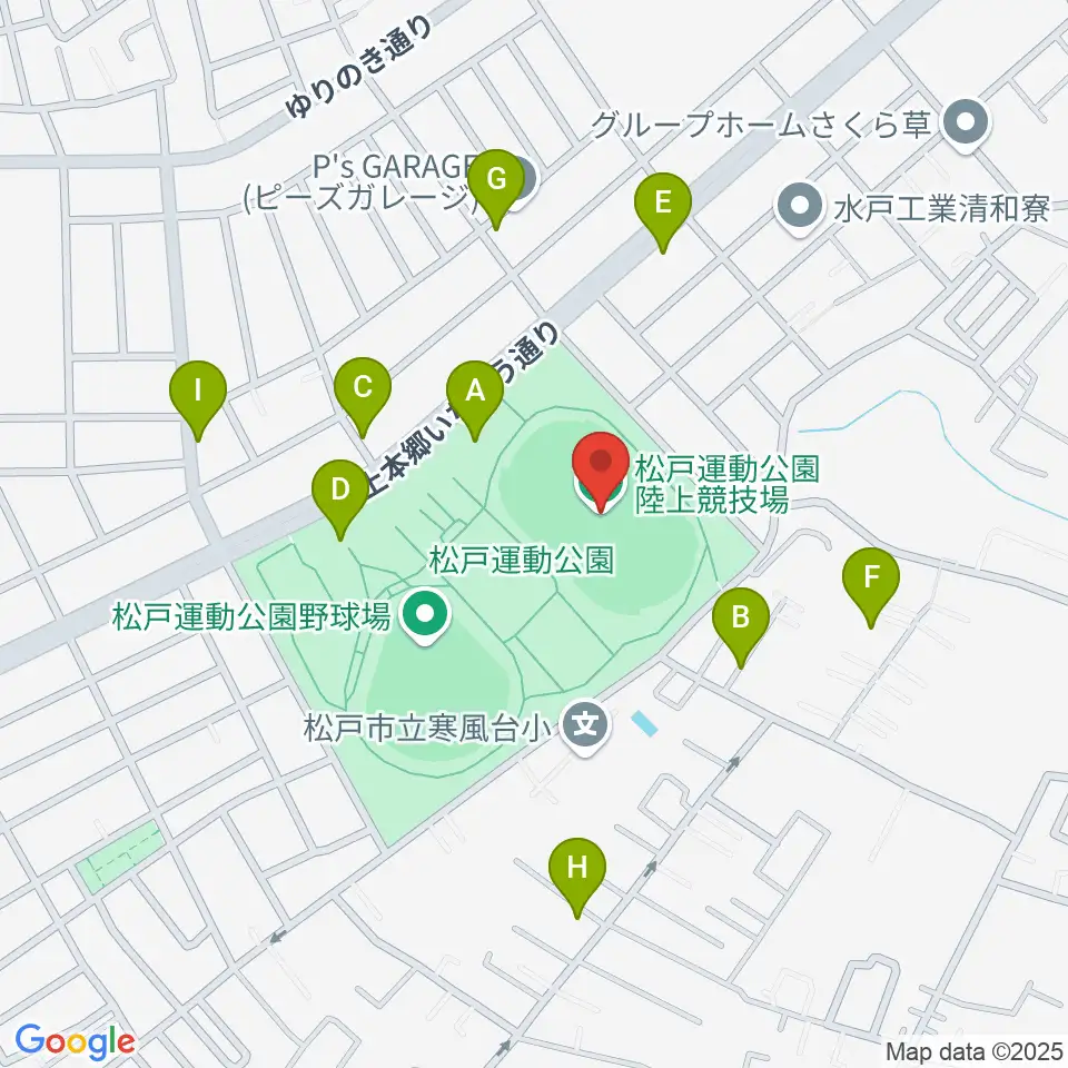松戸運動公園陸上競技場周辺の駐車場・コインパーキング一覧地図