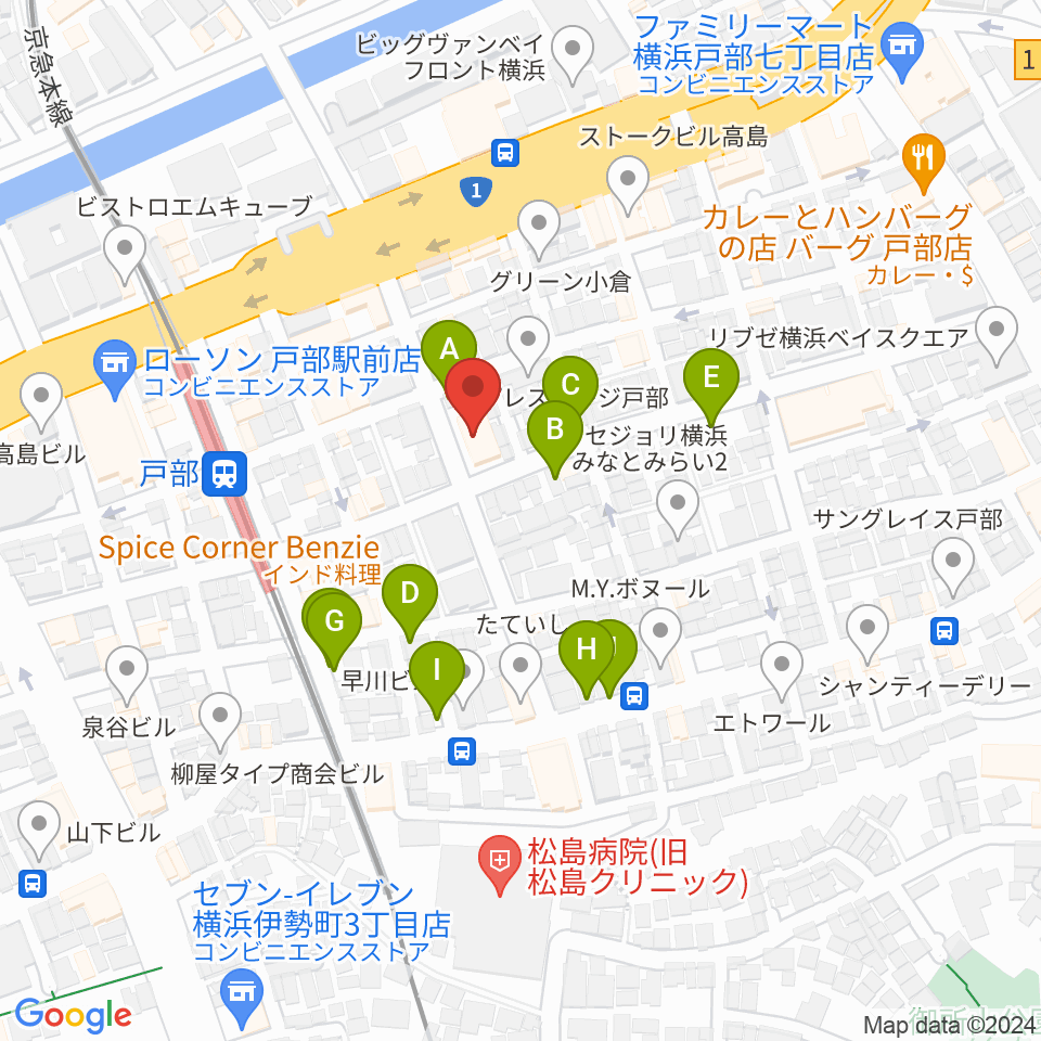 ボンカンスタジオ横浜周辺の駐車場・コインパーキング一覧地図