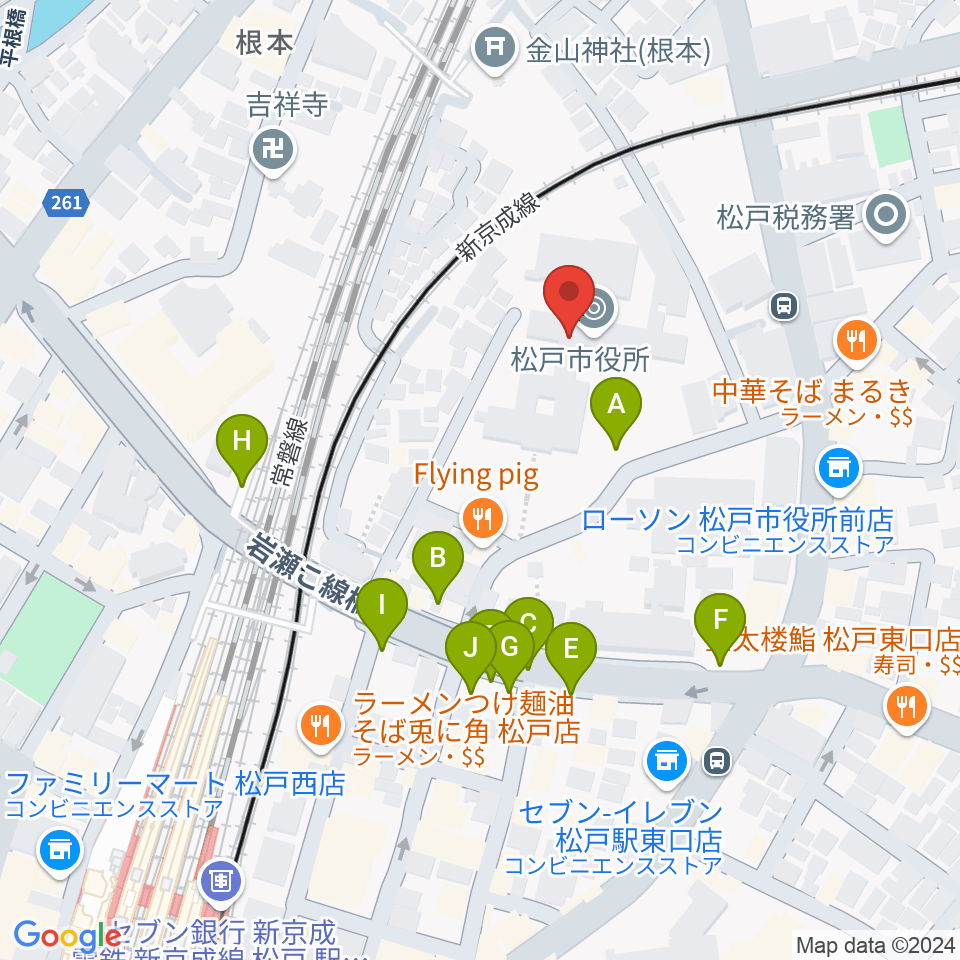 松戸運動公園体育館周辺の駐車場・コインパーキング一覧地図