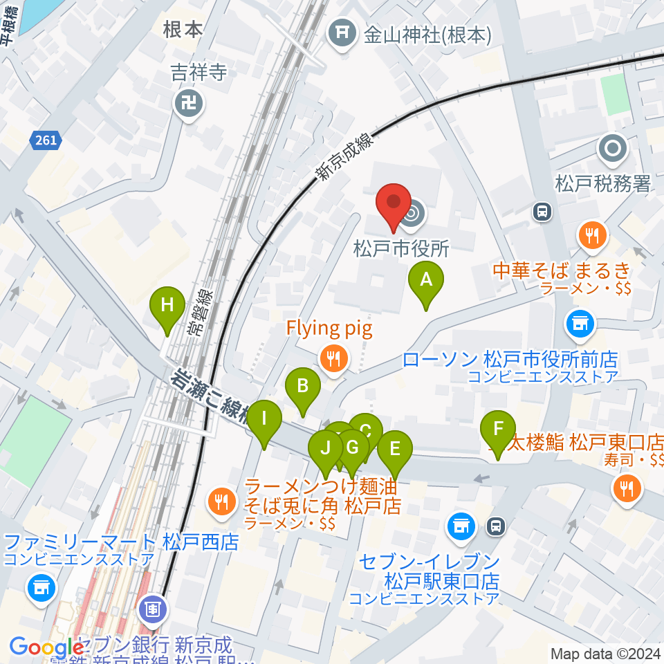 松戸運動公園体育館周辺の駐車場・コインパーキング一覧地図