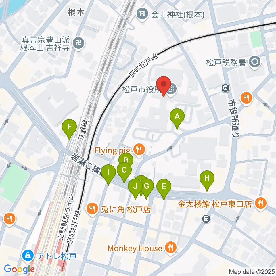 松戸運動公園体育館周辺の駐車場・コインパーキング一覧地図