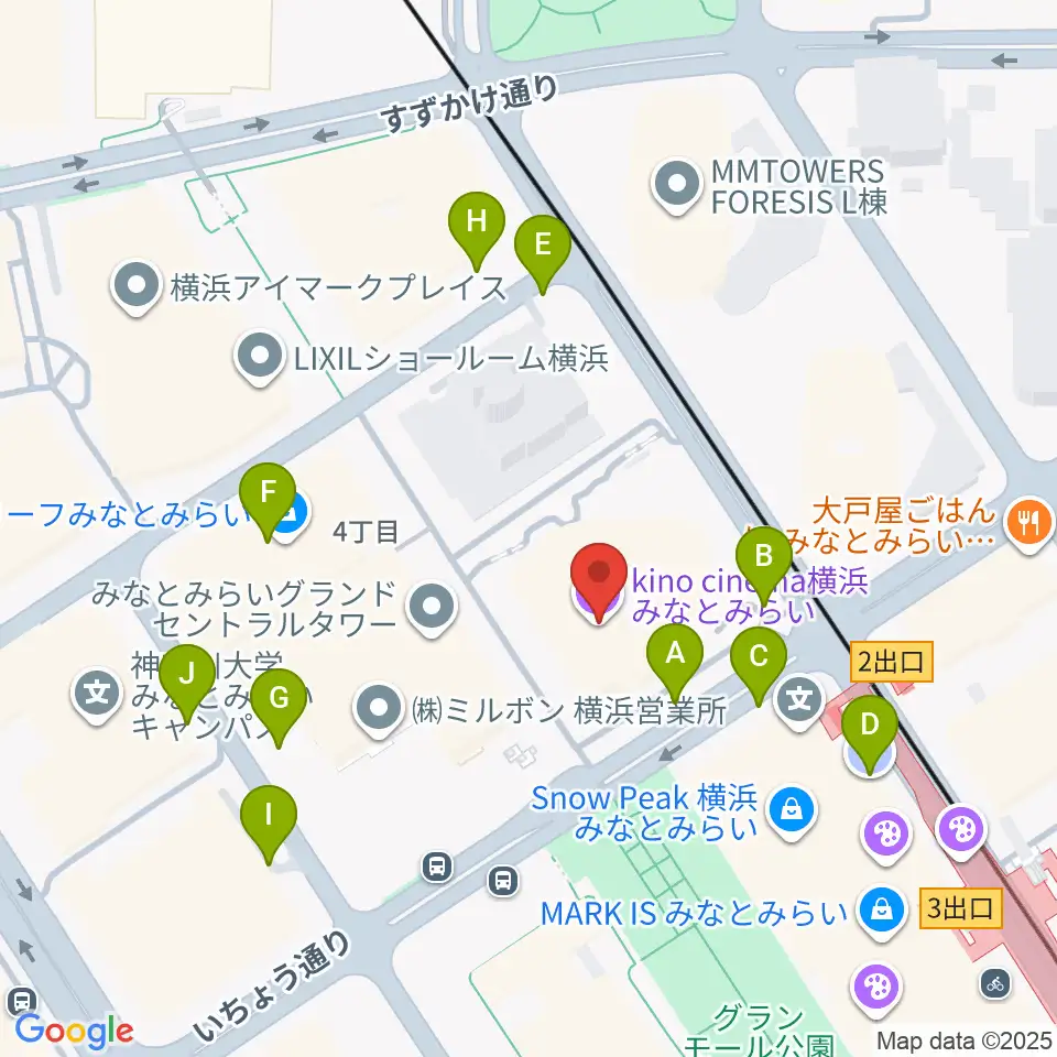 キノシネマ横浜みなとみらい周辺の駐車場・コインパーキング一覧地図