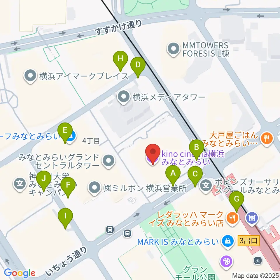 キノシネマ横浜みなとみらい周辺の駐車場・コインパーキング一覧地図