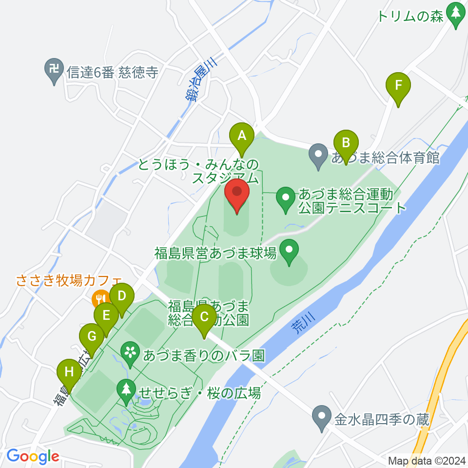 とうほう・みんなのスタジアム周辺の駐車場・コインパーキング一覧地図