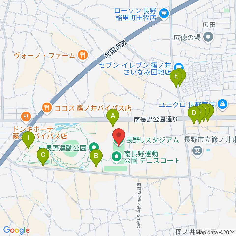 長野Uスタジアム周辺の駐車場・コインパーキング一覧地図